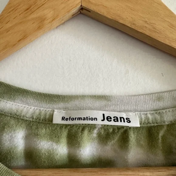Reformation Jeans Green Tie Dye Organic Cotton Long Sleeve Top size XS EUC - Picture 5 of 7